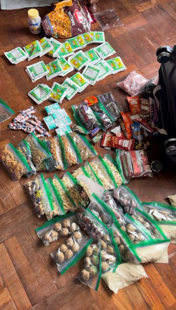 Trail snacks and energy bars packed for Everest Base Camp trek Nepal